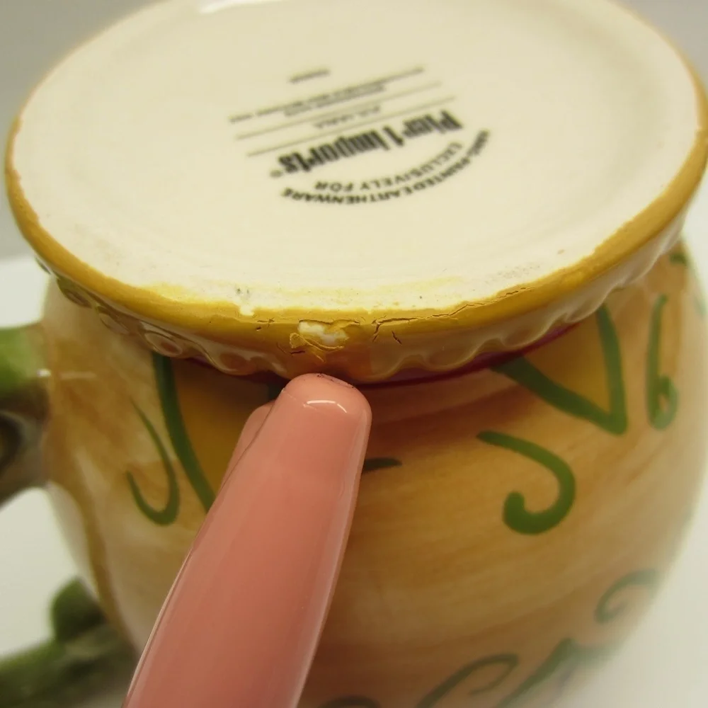 Pier‎ 1 Imports: Hand-Painted Whimsical Juliana Earthenware Coffee Tea Mug Cup